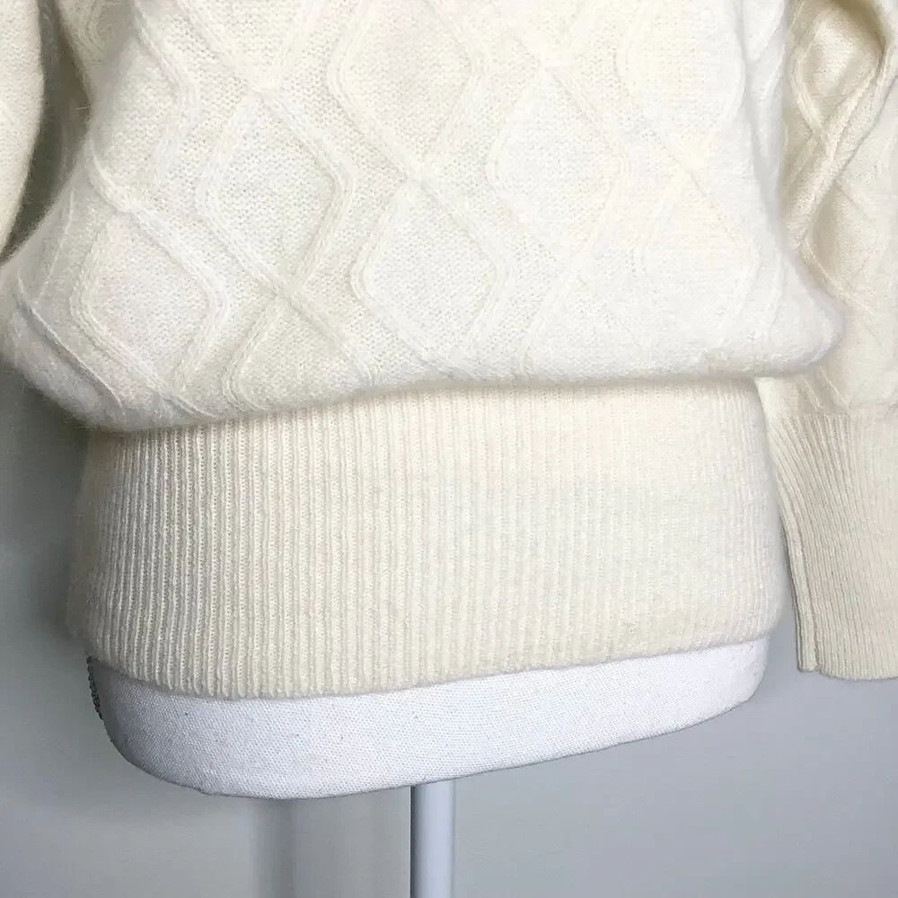 Marisa Christina Vintage Cream Sweater Textured Black Bow Beaded Large - Picture 2 of 12